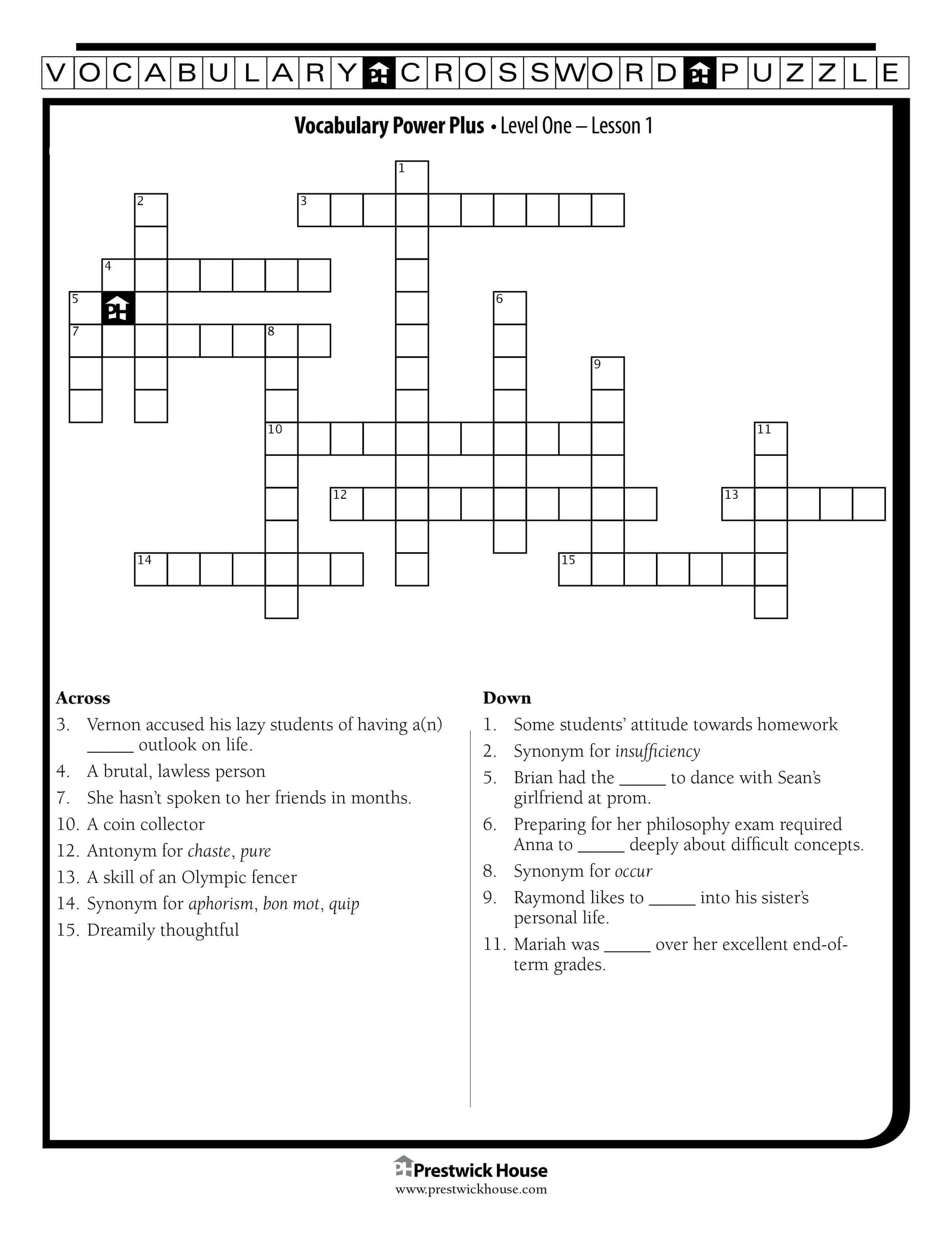 Vocabulary Power Plus Crossword Puzzles